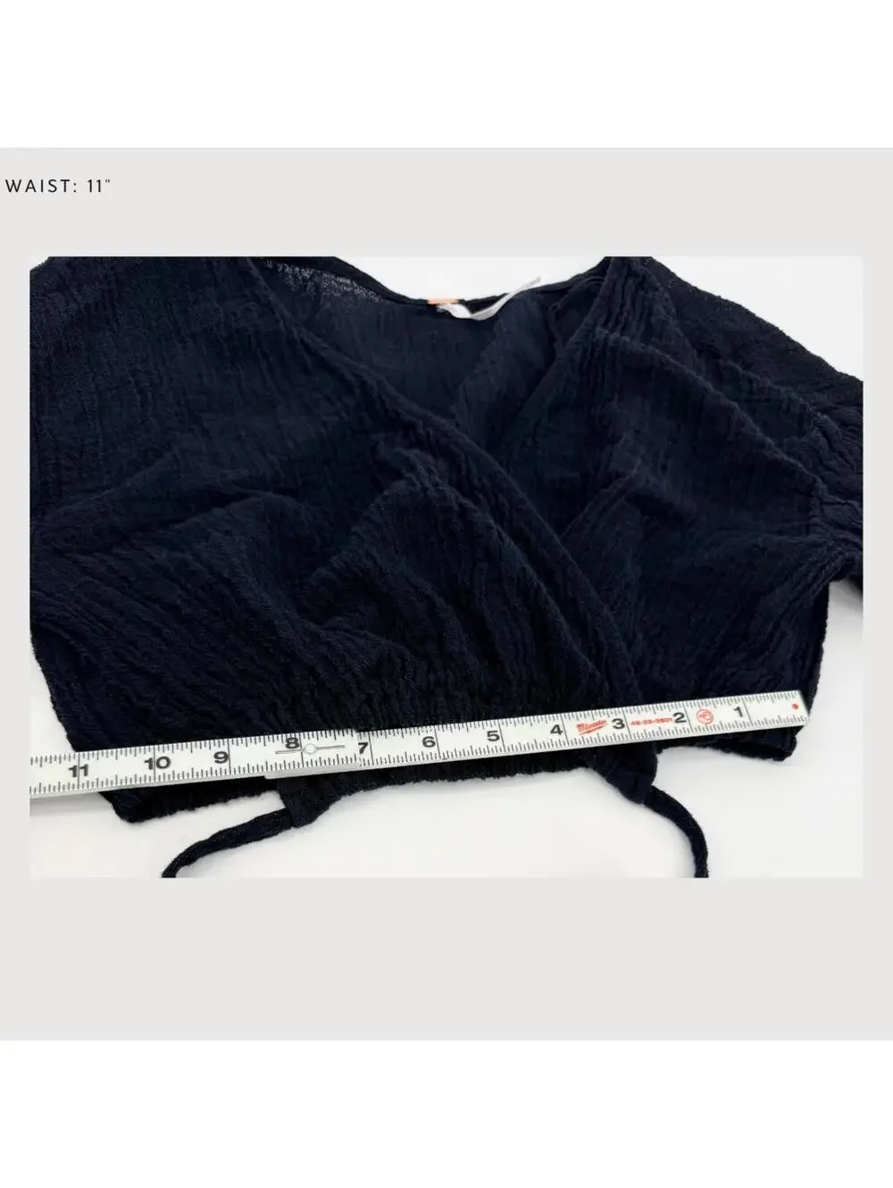 Free People Linen Blend Wrap Crop Top Black S